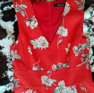 Sugar Lips red floral jumpsuit
